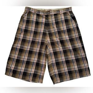 VTG Street Jeans Men’s Brown Tan White Plaid Bermuda Shorts Size:34